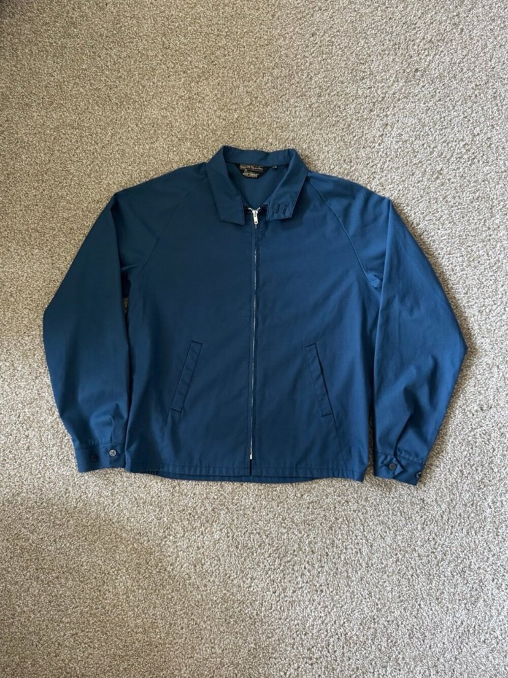 VTG Sears Perma-Prest Harrington Jacket Sz 40 Tall Medium Sportswear Talon Blue